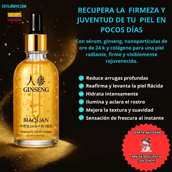 ¡Tu piel más joven desde hoy! ✨ SÉRUM+GINSENG 24K™ Día y Noche 💖