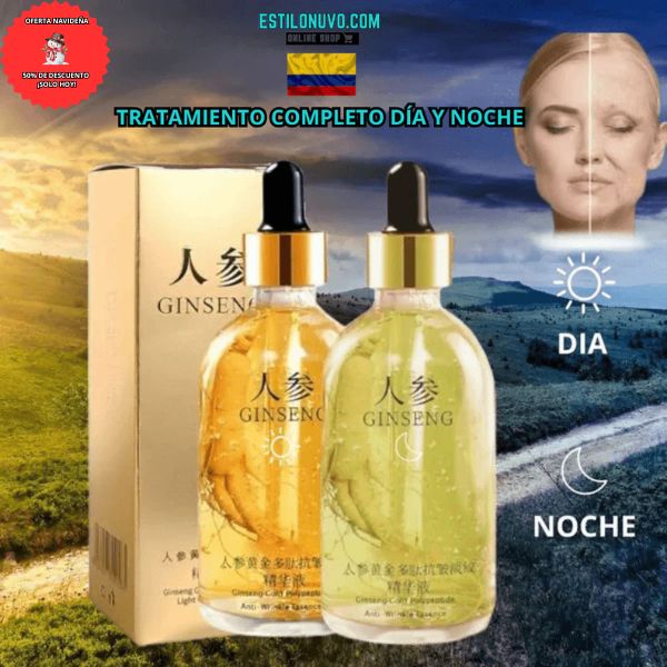 ¡Tu piel más joven desde hoy! ✨ SÉRUM+GINSENG 24K™ Día y Noche 💖