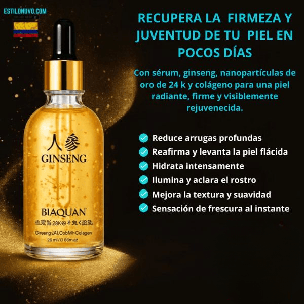 ¡Tu piel más joven desde hoy! ✨ SÉRUM+GINSENG 24K™ Día y Noche 💖